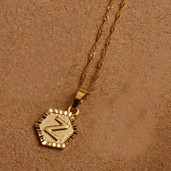 Hexagon Initial Letter Necklace Z - Pura Jewels