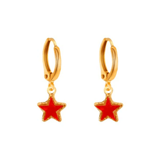 Star Drop Earrings Red - Pura Jewels