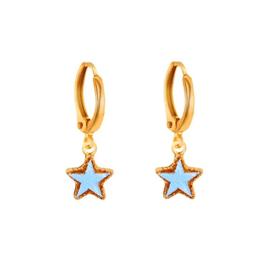 Star Drop Earrings Light Blue - Pura Jewels