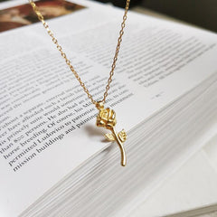 Gold Rose Flower Necklace - Pura Jewels