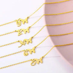 Dainty Butterfly Initial Necklace