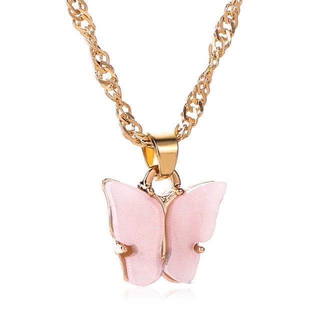 Pearl Butterfly Necklace Pink - Pura Jewels