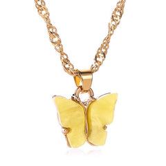Pearl Butterfly Necklace Yellow - Pura Jewels