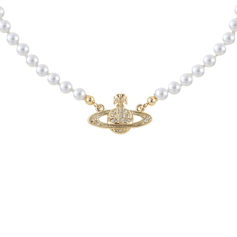 Pearl Saturn Necklace Gold - Pura Jewels