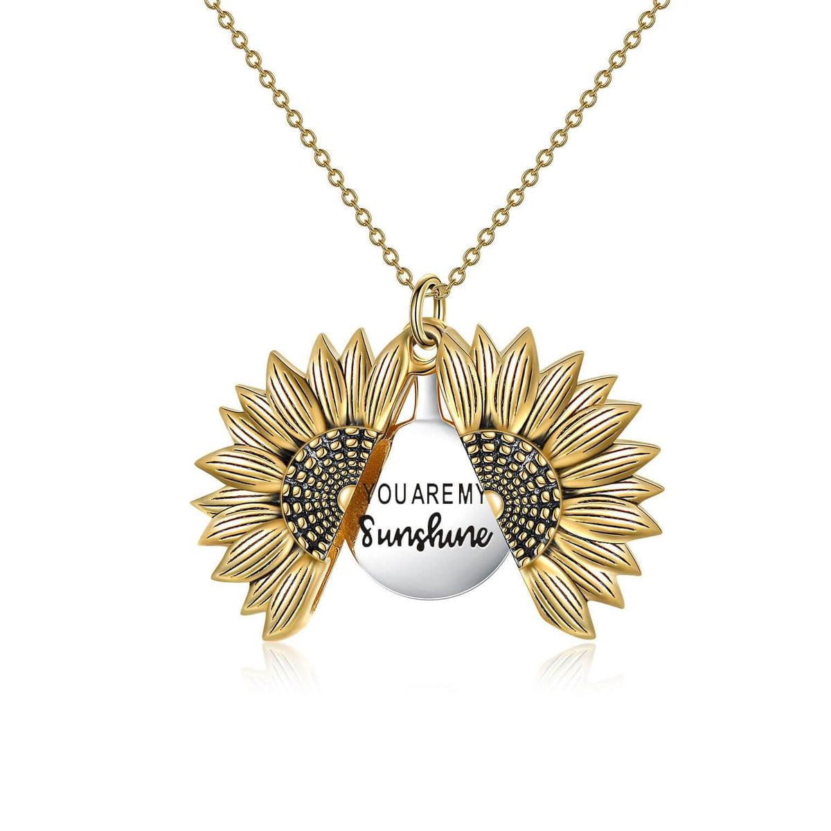 Sunflower Locket Necklace - You Are My Sunshine Gold - Pura Jewels