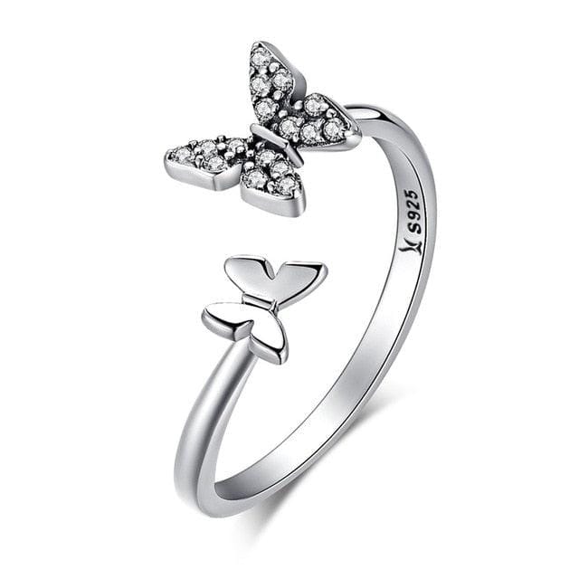 Double Butterfly Ring Silver - Pura Jewels