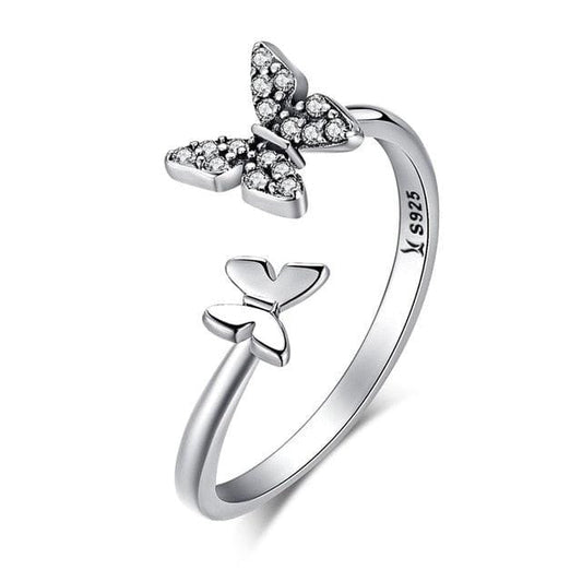 Double Butterfly Ring Silver - Pura Jewels