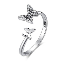 Double Butterfly Ring Silver - Pura Jewels