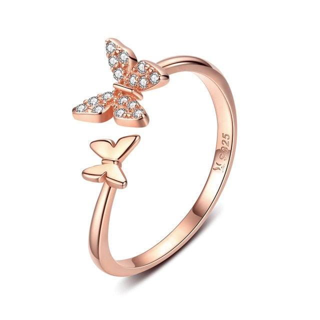 Double Butterfly Ring Rose Gold - Pura Jewels