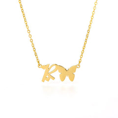 Dainty Butterfly Initial Necklace