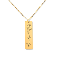 Name & Birthflower Necklace January / Gold - Pura Jewels