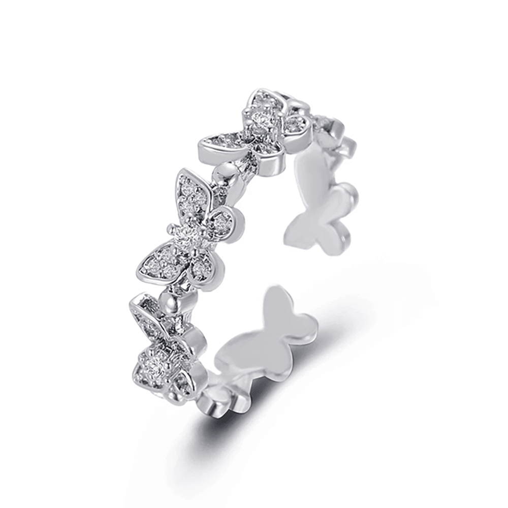 Butterfly Crown Ring Adjustable / Silver - Pura Jewels