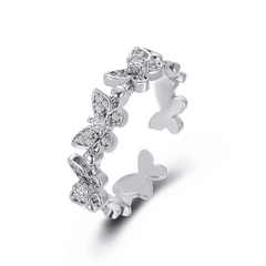 Butterfly Crown Ring Adjustable / Silver - Pura Jewels