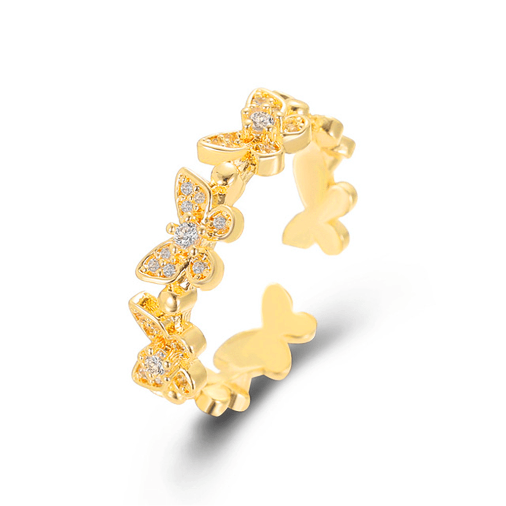 Butterfly Crown Ring Adjustable / Gold - Pura Jewels