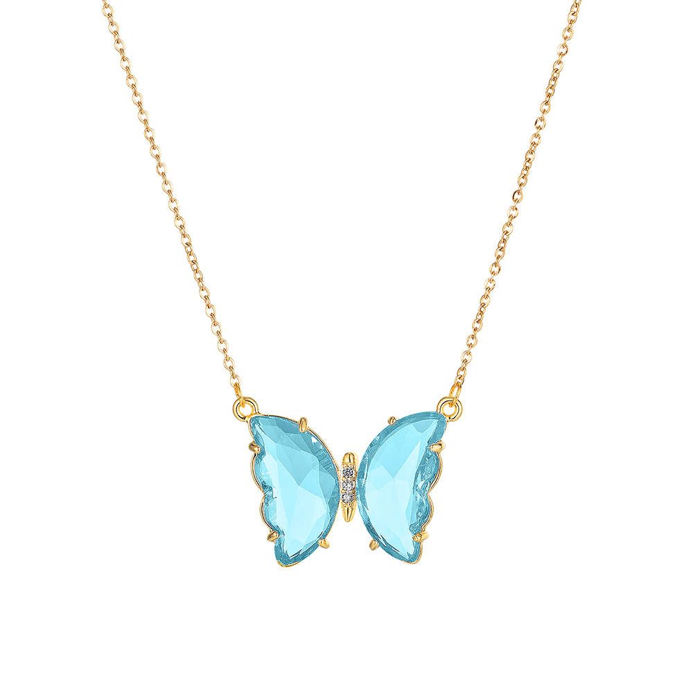 Crystal Butterfly Necklace Turquoise - Pura Jewels