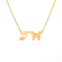 Dainty Butterfly Initial Necklace