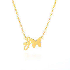 Dainty Butterfly Initial Necklace