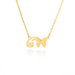 Dainty Butterfly Initial Necklace
