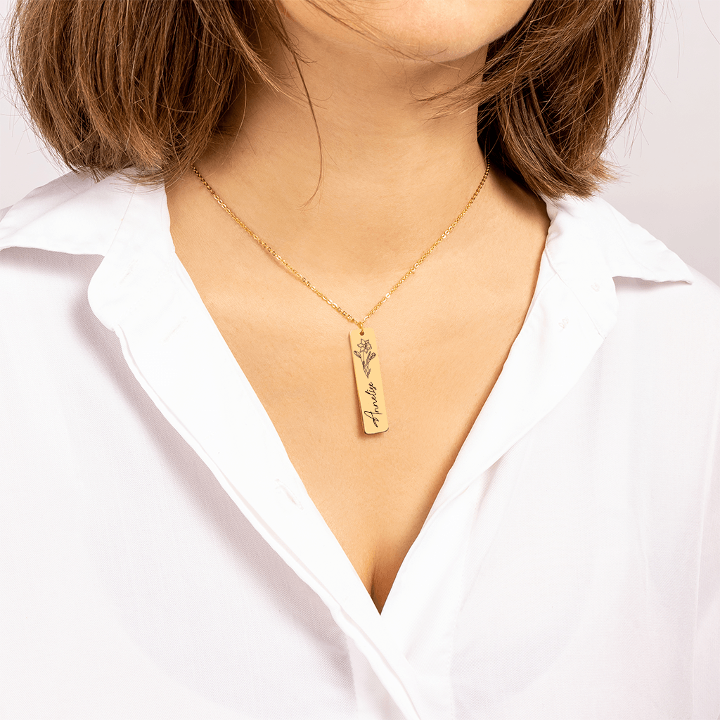 Name & Birthflower Necklace - Pura Jewels