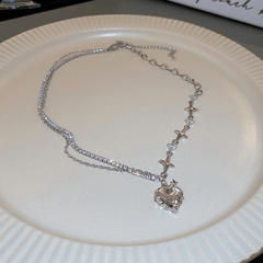 Crystal Heart Necklace Pink - Pura Jewels