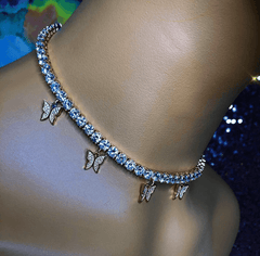 Dainty Butterfly Tennis Necklace