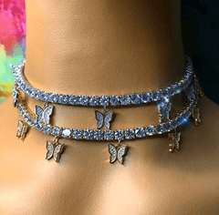 Dainty Butterfly Tennis Necklace