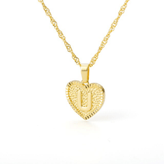Heart Letter Initial Necklace