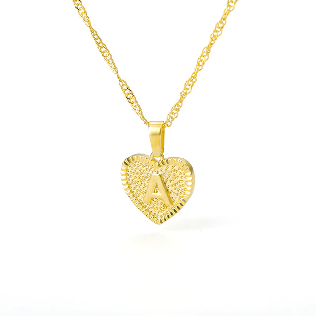 Heart Letter Initial Necklace