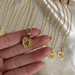 Heart Letter Initial Necklace