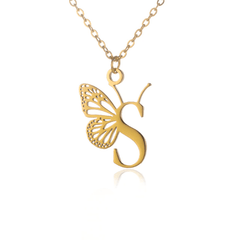 Butterfly Initial Necklace