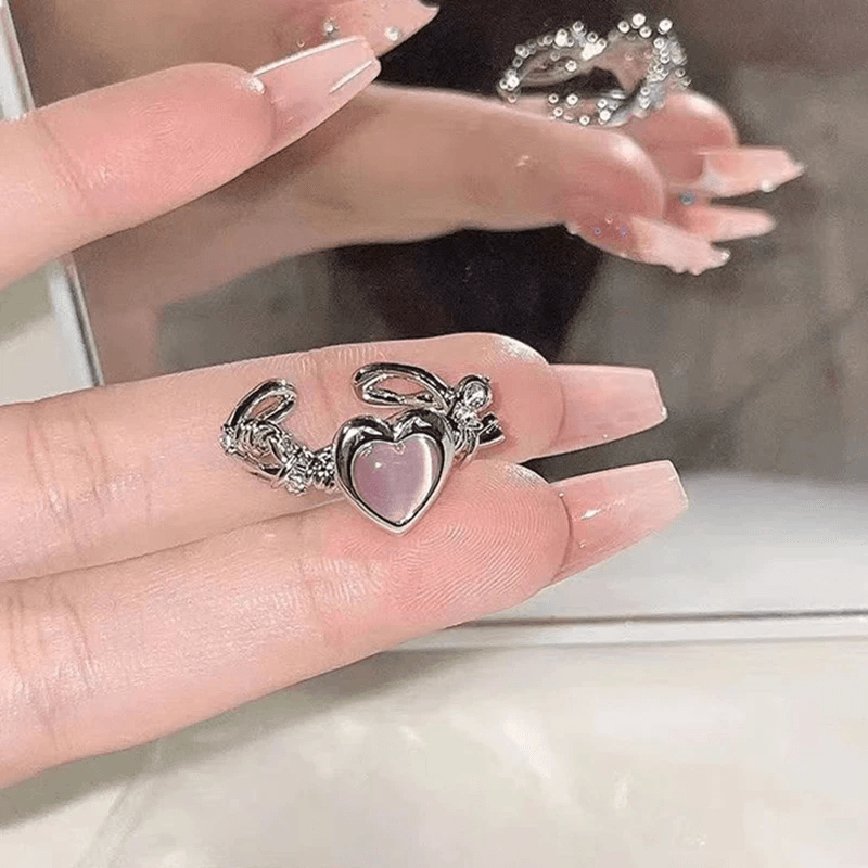 Rose Opal Heart Ring - Pura Jewels