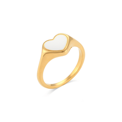 Happy Heart Ring White / Gold / 6 - Pura Jewels