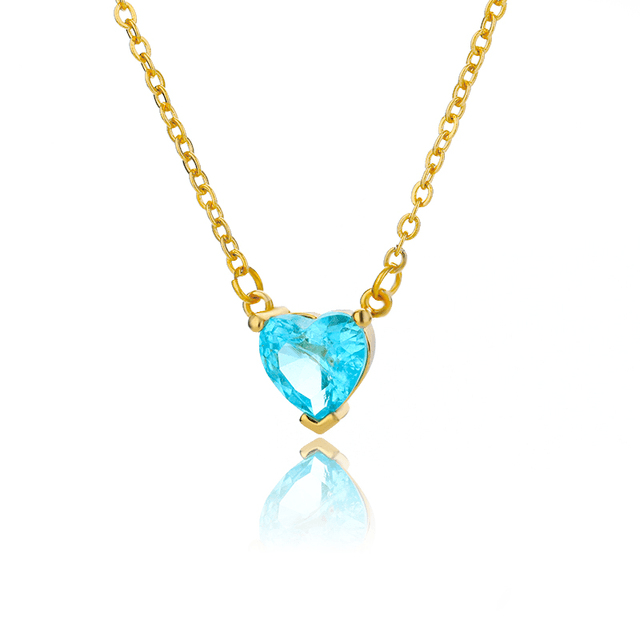 Sapphire Heart Necklace Gold - Pura Jewels