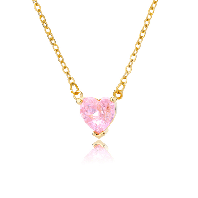 Fuchsia Heart Necklace Gold - Pura Jewels