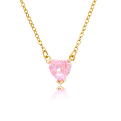 Fuchsia Heart Necklace Gold - Pura Jewels