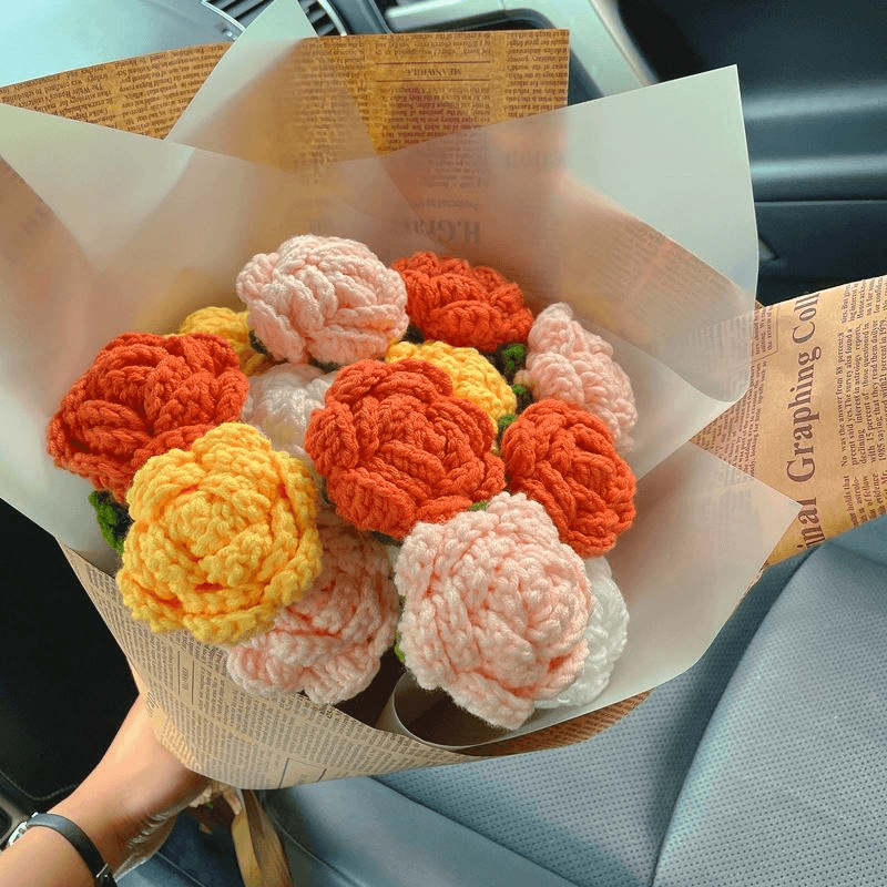 DIY Knitted Rose Crotchet Bouquet - Pura Jewels