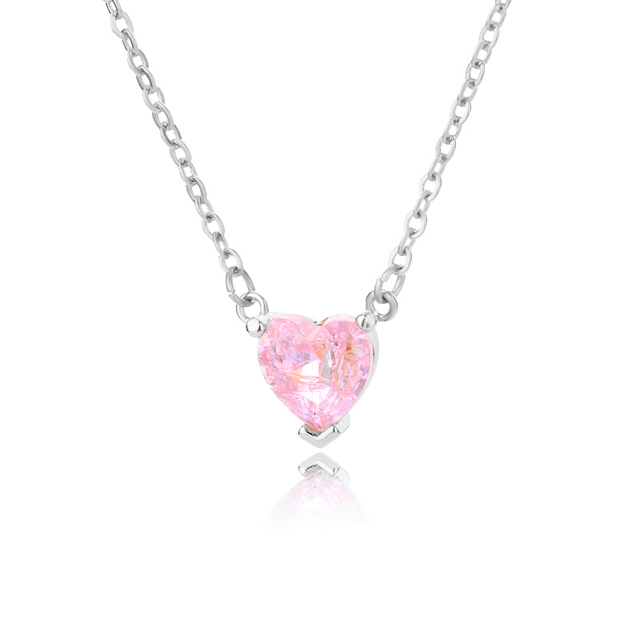 Fuchsia Heart Necklace Silver - Pura Jewels