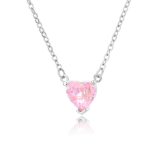 Fuchsia Heart Necklace Silver - Pura Jewels