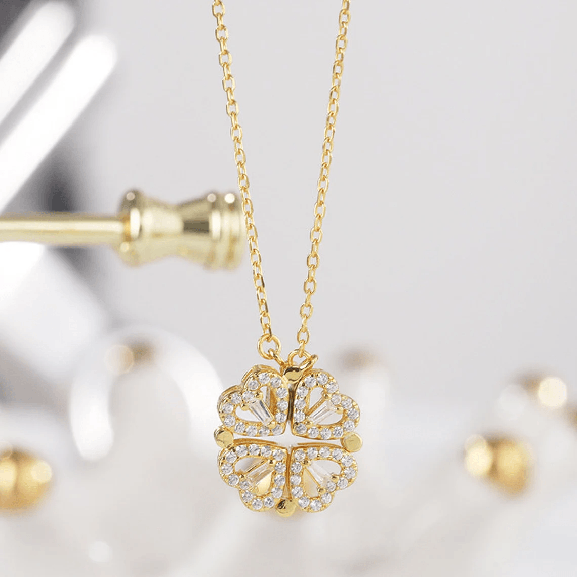 Lucky Clover Heart Necklace - Pura Jewels