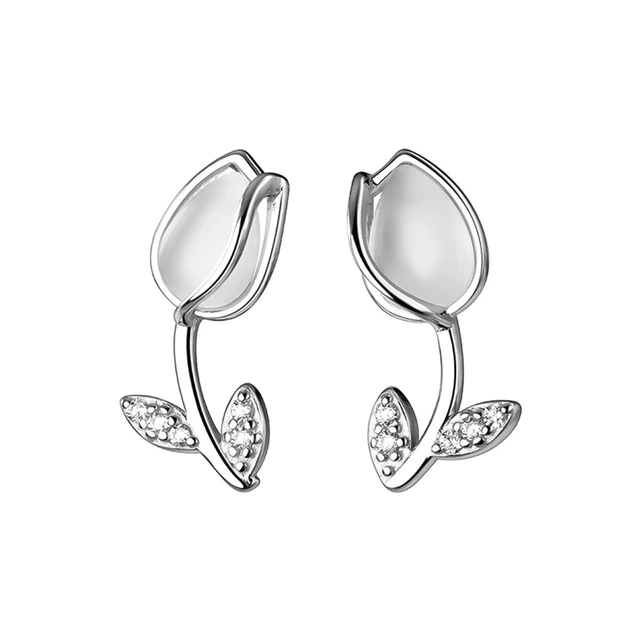 Tulip Earrings Silver - Pura Jewels