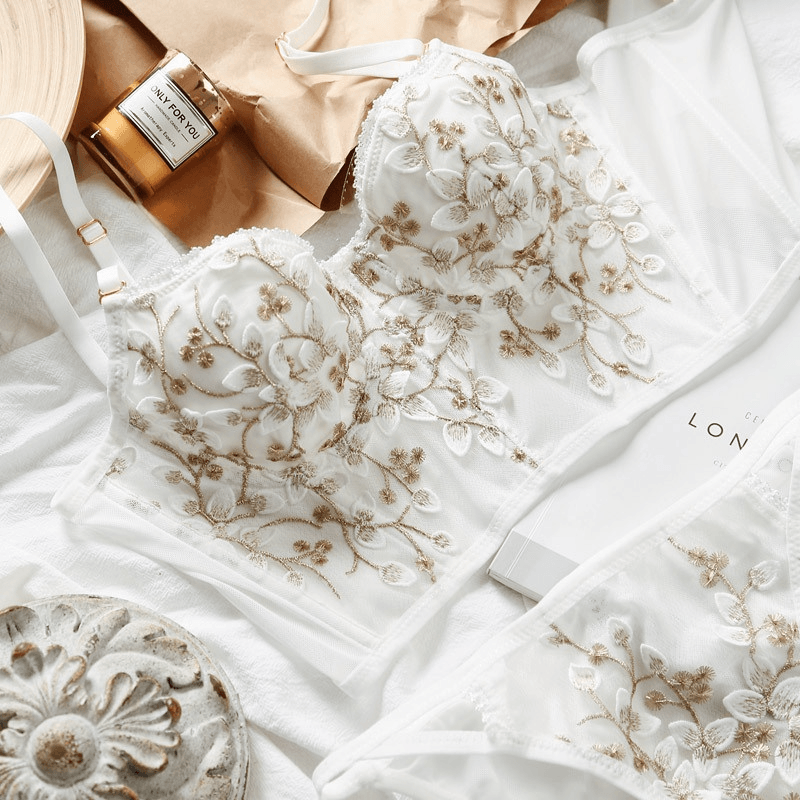 Floral Embroidery Corset 2 Piece Set - Pura Jewels