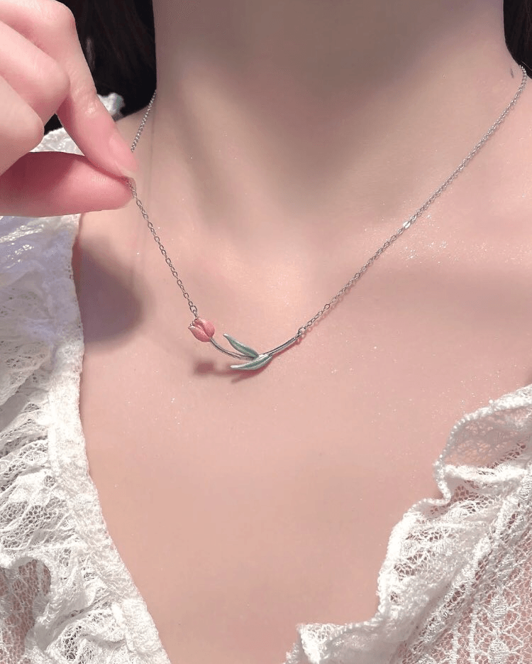 Pink Tulip Necklace - Pura Jewels
