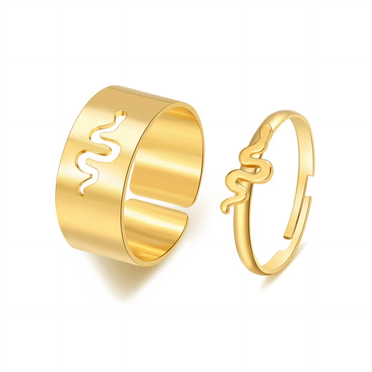 Snake Couple Rings Gold / Adjustable - Pura Jewels
