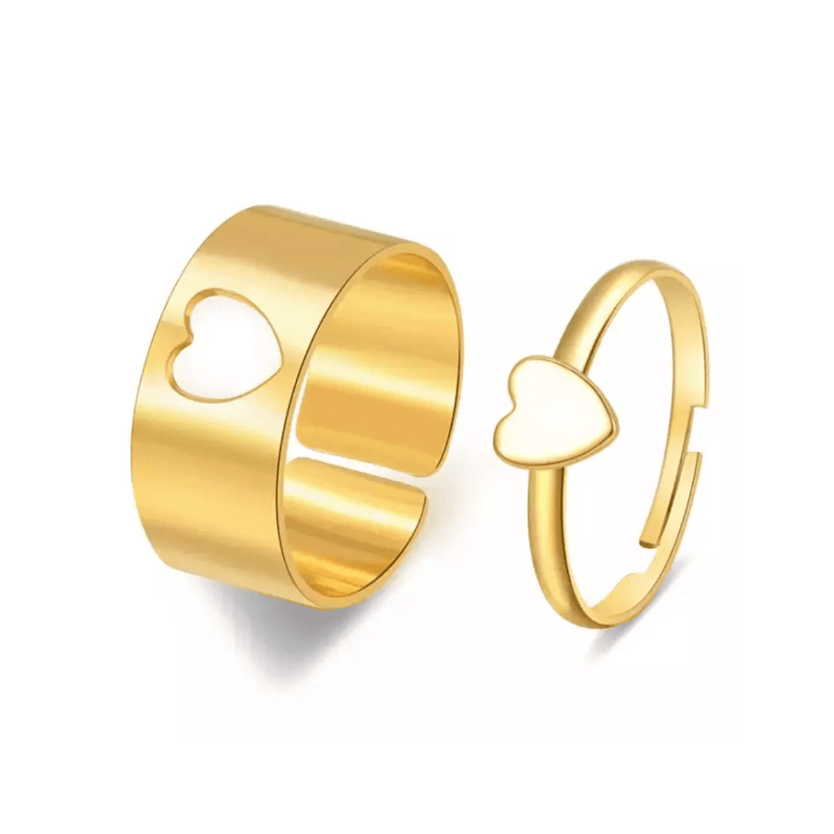 Heart Couple Rings Gold / Adjustable - Pura Jewels