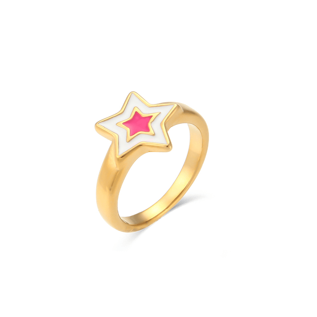 Super Star Ring White / Gold / 6 - Pura Jewels