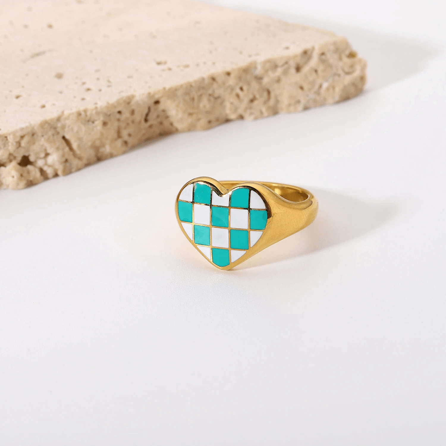 Tiffany Checker Heart Ring - Pura Jewels