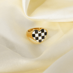 Checker Heart Ring - Pura Jewels