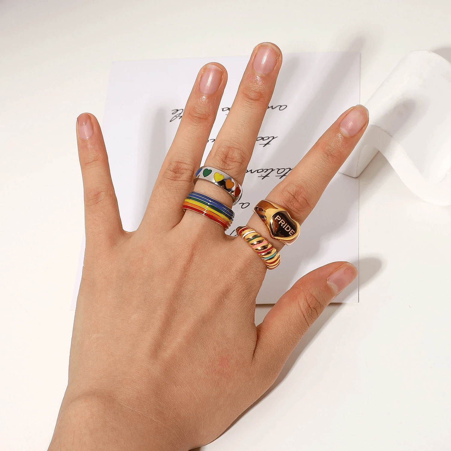 Rainbow Croissant Ring - Pura Jewels
