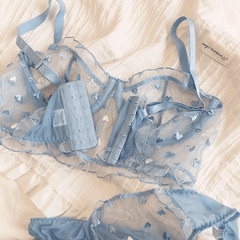 Baby Blue Heart Lingerie 2 Piece Set - Pura Jewels