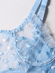 Baby Blue Heart Lingerie 2 Piece Set - Pura Jewels